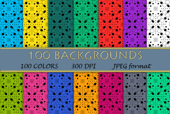 100 Geometric Patterns-049 and Collection of Digital Papers in 100 Colors