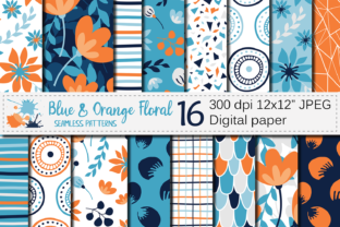 Blue and Orange Floral Seamless Patterns: A Versatile Resource for Creative Projects